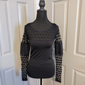 Venus Sexy Stretch Netted Black Top
